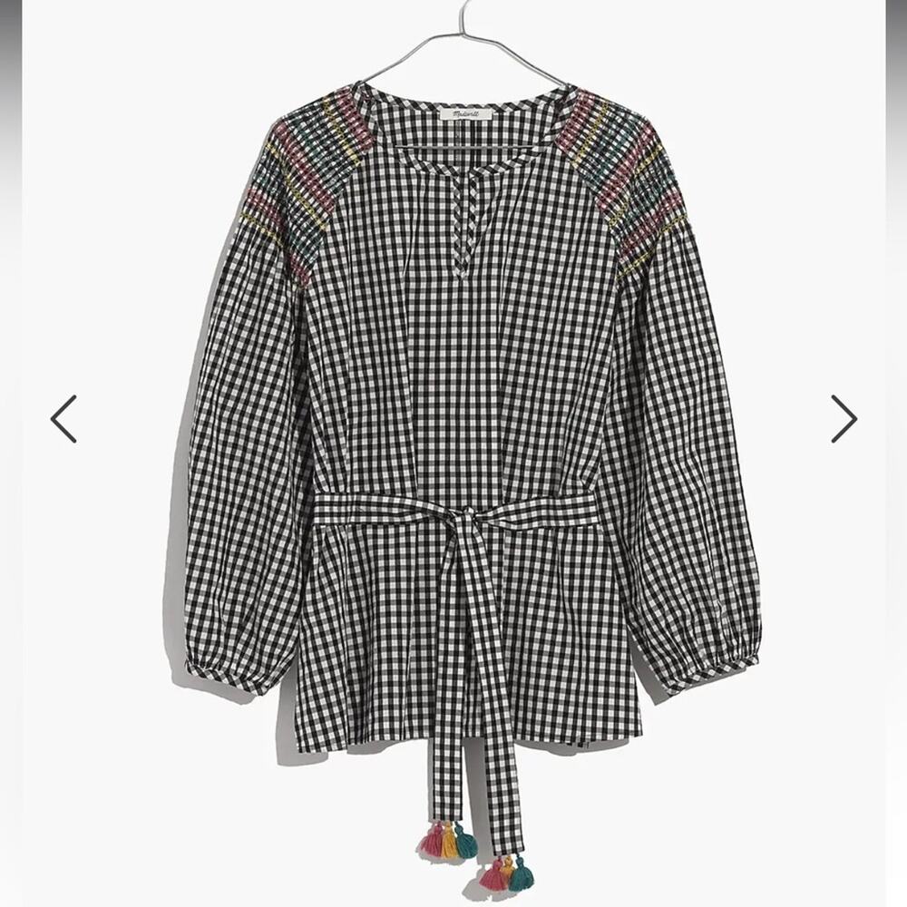 Madewell | Smocked Gingham Top Size S